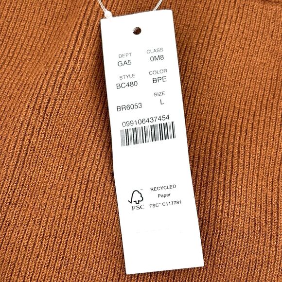 J.Crew Skirt Ribbed Midi Tube Sweater Knit Pencil Sz L Brown/Rust $128 NWT - Picture 6 of 11